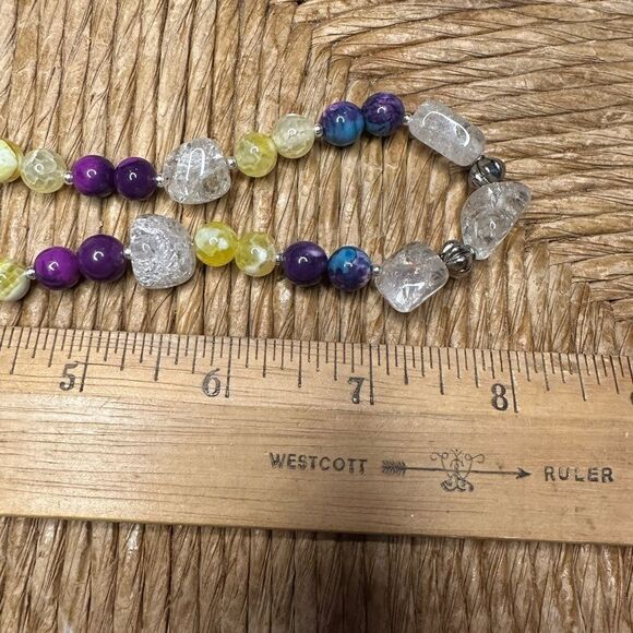 One of a Kind Rain Flower Jade Mattix Turquoise & Genuine Rock Crystal Necklace - Picture 5 of 6